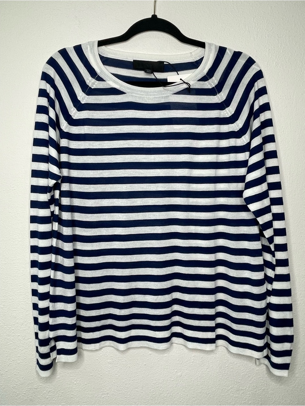 Zara Blue & White Soft Stripe Long Sleeve Lightweight Sweater Women’s Size Large